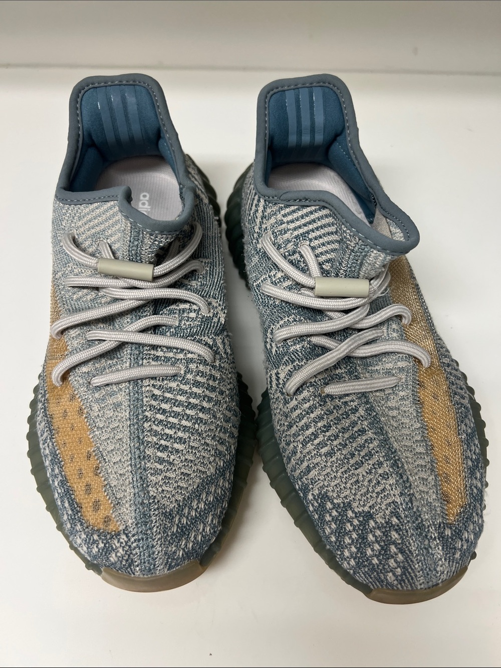 adidas Knit Low-Top Sneakers in Blue & Cream